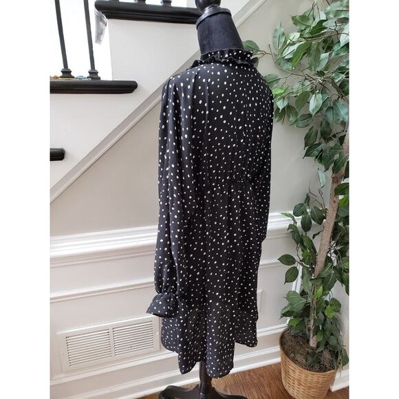 Miss U Women's Black Ruffle Polyester V-Neck Long Sleeve Knee Length Dress Small - Picture 7 of 12